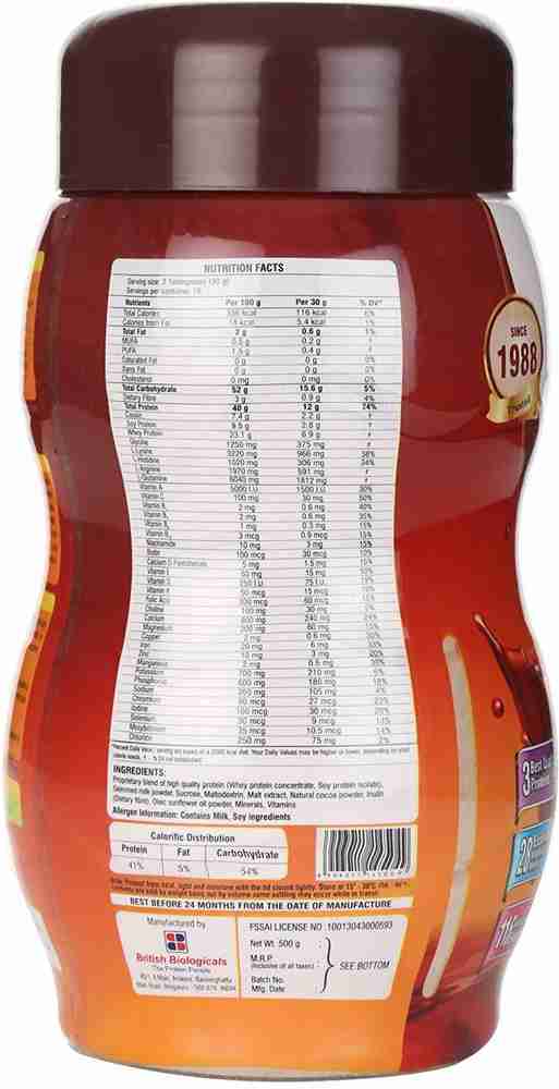 B Protin Nutritional Supplement 500 g Chocolate Protein Blends