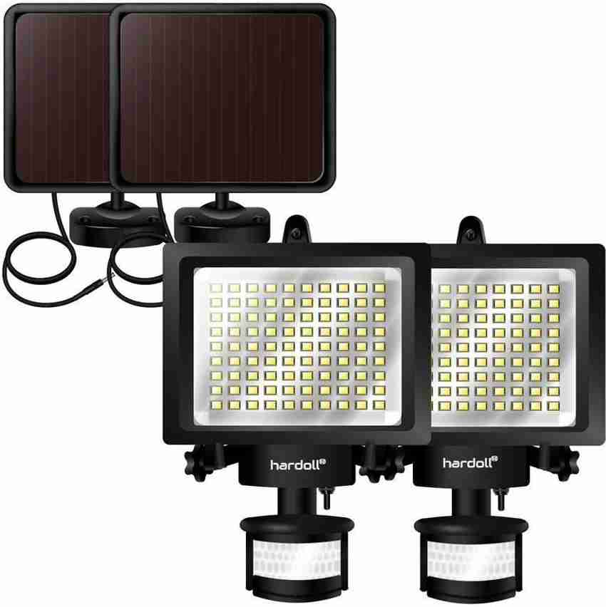 HARDOLL 90 LED Solar Motion Sensor waterproof outdoor security flood light for home garden gate wall with inbuilt battery panel Bulb in Lamp PACK OF 2 Solar Light Set Price in