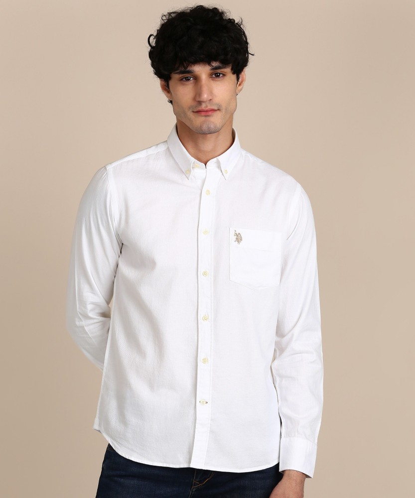 U.S. POLO ASSN. Men Solid Casual White Shirt - Buy U.S. POLO ASSN