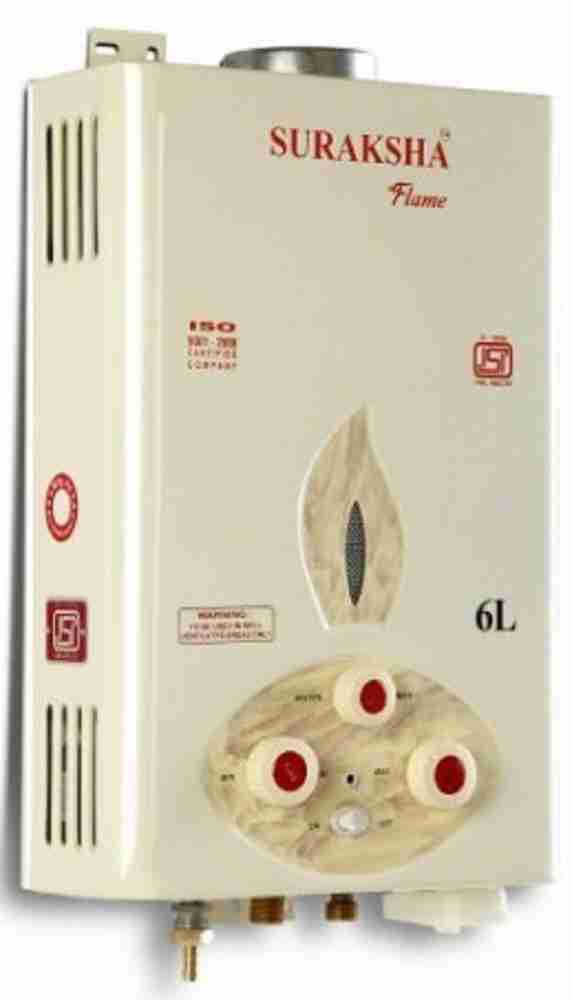 Suraksha 6 L Gas Water Geyser (009, White) Price in India - Buy Suraksha 6  L Gas Water Geyser (009, White) online at Flipkart.com
