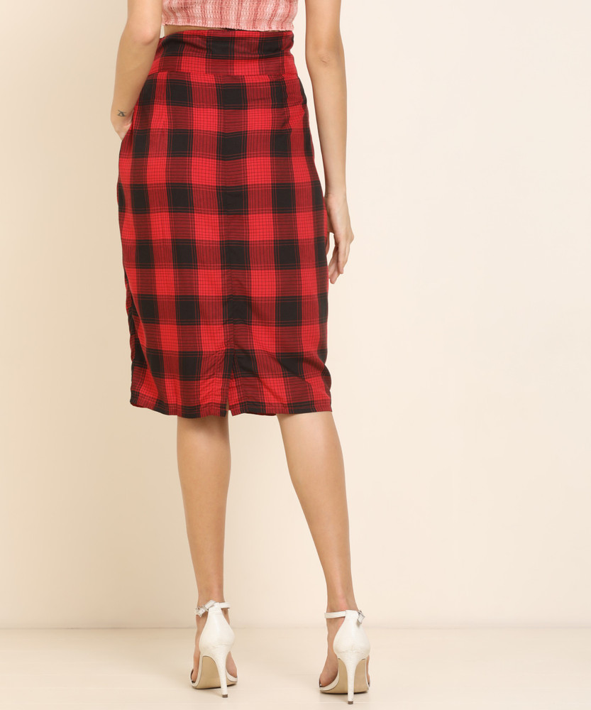 Buy Beebay Red  White Check Skirt Red 1218M at Amazonin