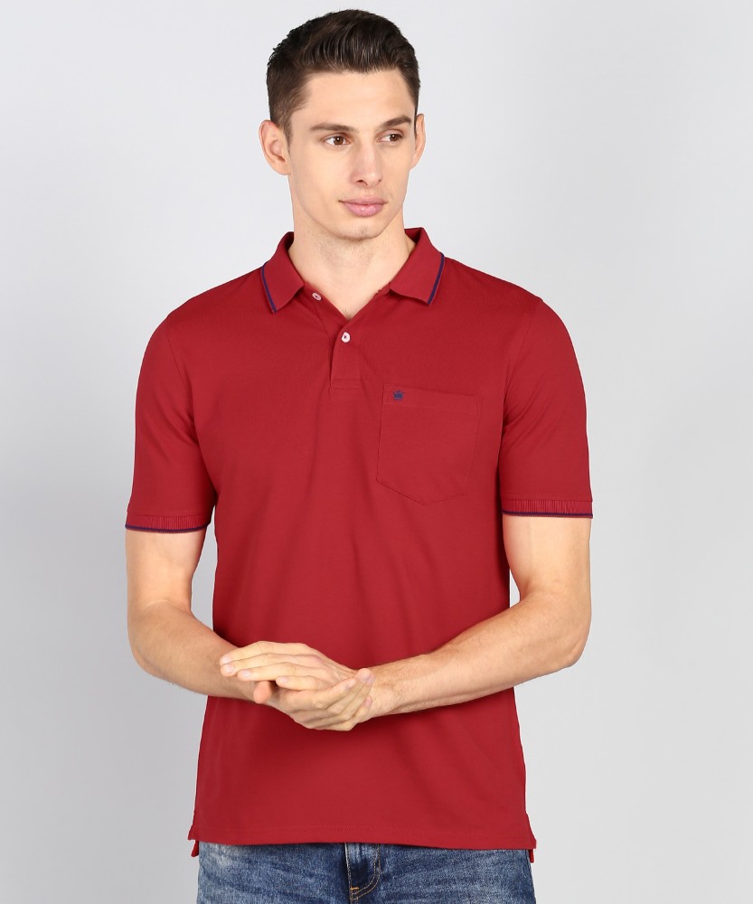 Louis Philippe Polo T-Shirts : Buy Louis Philippe Men Red Solid