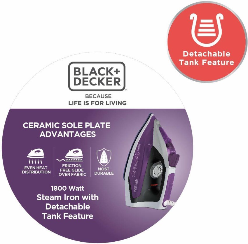 Buy Black & Decker BXIR1801IN 1800 Watt Steam Iron (12938, Purple) Online -  Croma