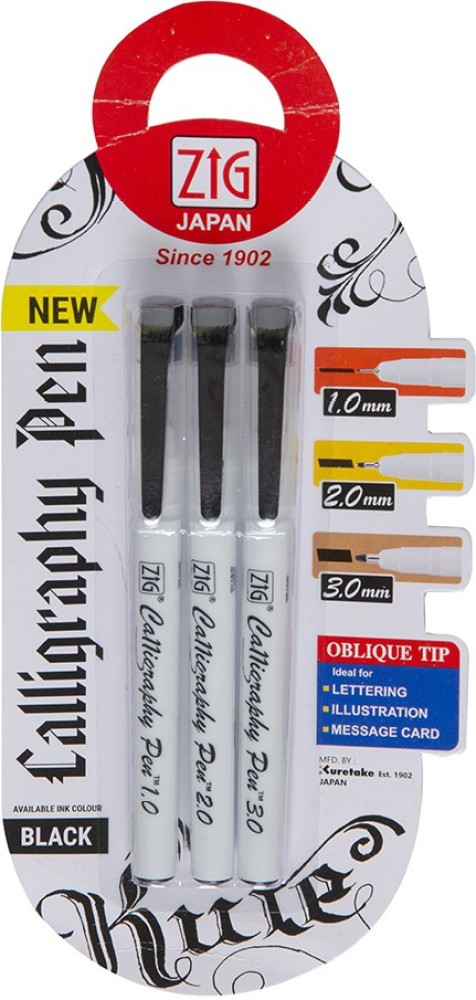 Zig Kuretake Calligraphy Pen 1.0mm 2.0mm 3.0mm Oblique Tip Arabic