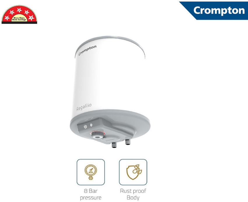 Crompton 10 L Storage Water Geyser (Regallio, White, Grey) Price in India -  Buy Crompton 10 L Storage Water Geyser (Regallio, White, Grey) online at  Flipkart.com