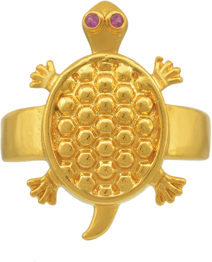 Dzinetrendz Brass Gold plated Kachua Tortoise finger ring Brass Gold Plated Ring