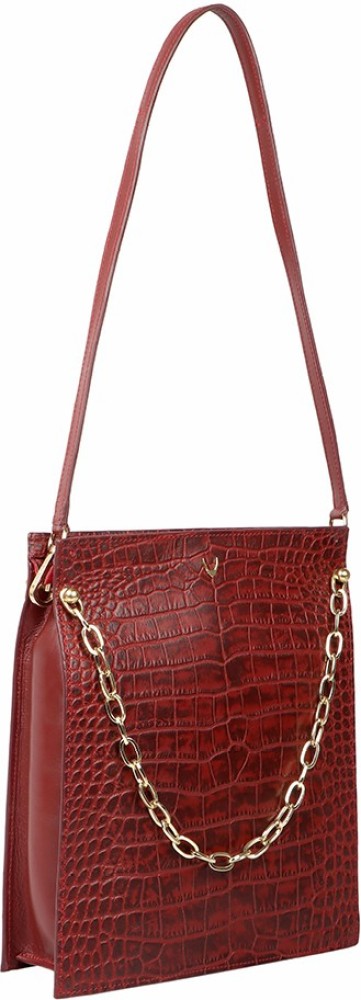 Hidesign Sling and Cross bags : Buy Hidesign Red Spruce Croco Ranch Marsala Sling  Bag Online