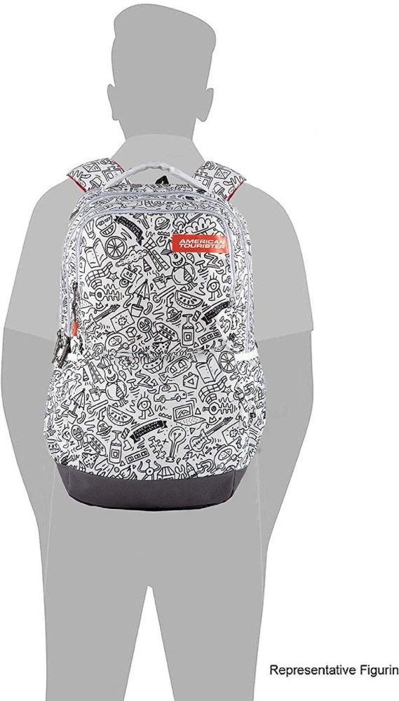 American tourister doodle nxt on sale 02 grey graffiti casual backpack