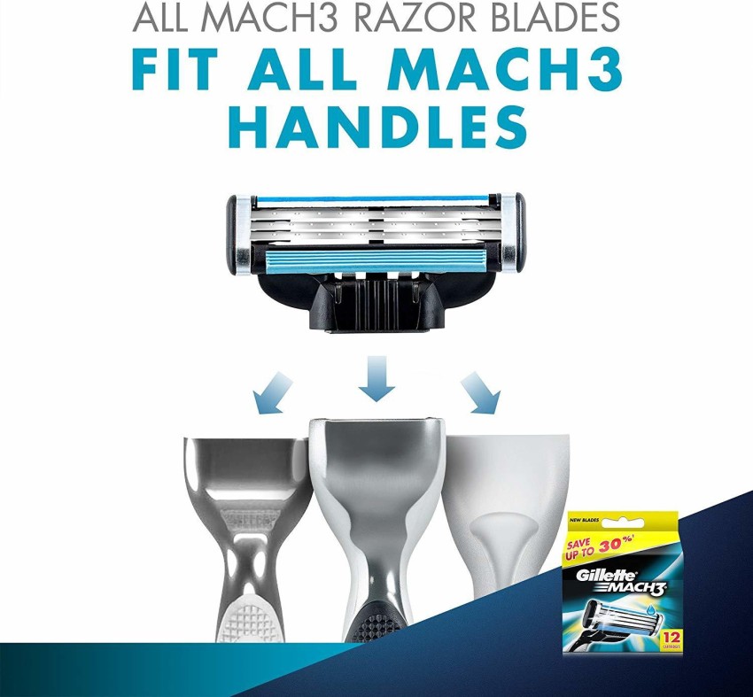 Gillette Mach 3 Bladed Shaving Cartridges Razor (8Pcs)