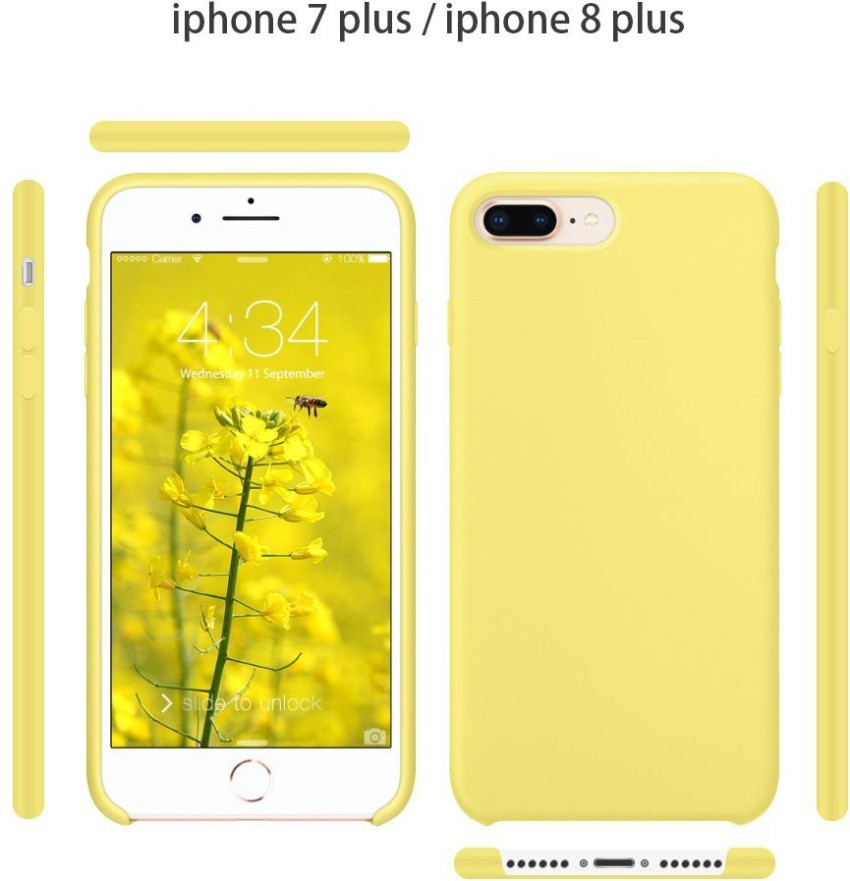 Midkart Back Cover For Iphone 7 Plus / 8 Plus / 7+ / 8+ Yellow Silicone  Case With Anti Scratch Inner Micro-Fabric - Midkart : Flipkart.Com