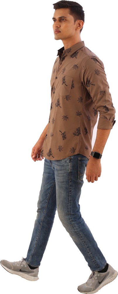 Jersey Men Printed Casual Brown Shirt - Buy Jersey Jeans Men Printed Casual Brown Shirt Online at Best Prices in India | Flipkart.com