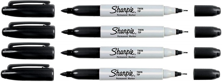 Sharpie 32001 Twin-Tip Black Fine and Ultra-Fine Point Permanent Marker -  12/Pack