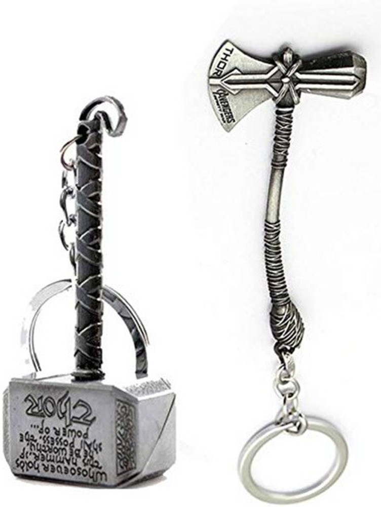 PA08Prise Thor Axe Hammer Mjolnir Stormbreaker Silver Metal Key