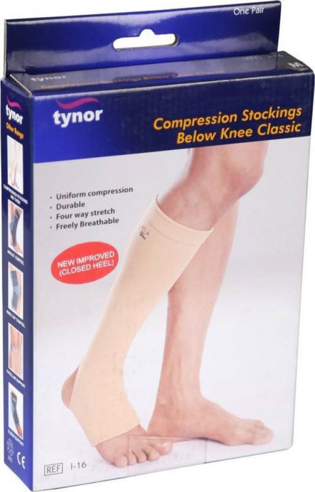 Tynor Compression Stocking Below Knee Classic, Beige, Small, Pack