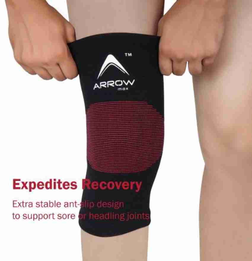 ArrowMax BEST IN CLASS 4 WAY STRETCH COMPRESSION KNEE CAP SUPPORT (  PAIR)BLACK-MEDIUM Knee Support
