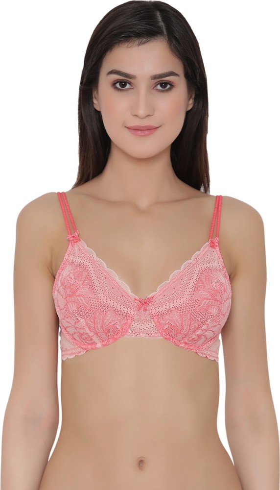 Clovia Women's Solid Padded Demi Cup Wire Free Balconette Bra- Pink