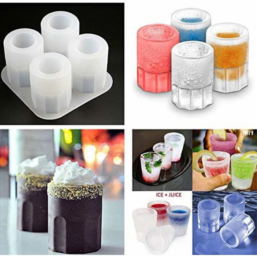 Standard SILICONE Silicon Ice Shot Glass Mold 4 Cup Ice Tray