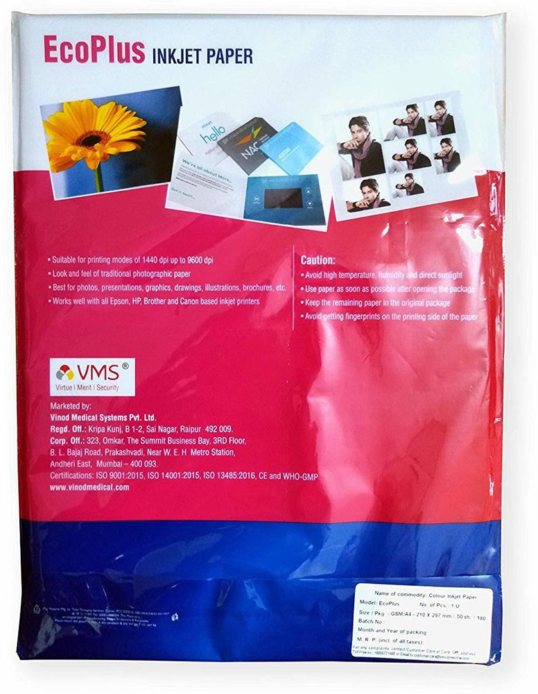 VMS Professional 110 GSM A4 Matte Photo Paper 100 Sheets, 44 OFF