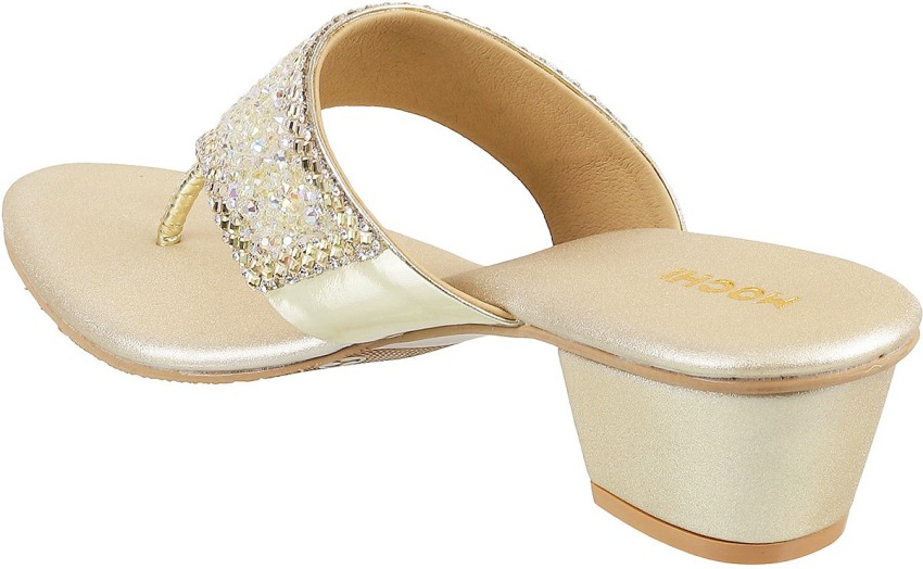 MOCHI Women Gold Heels - Buy MOCHI Women Gold Heels Online at Best