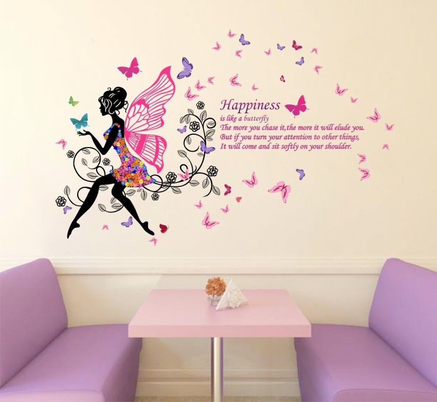 Decal O Decal 80 cm ' Happiness Is Like a Butterfly Quotes' Wall Stickers  (PVC Vinyl,Multicolour) Self Adhesive Sticker Price in India - Buy Decal O  Decal 80 cm ' Happiness Is