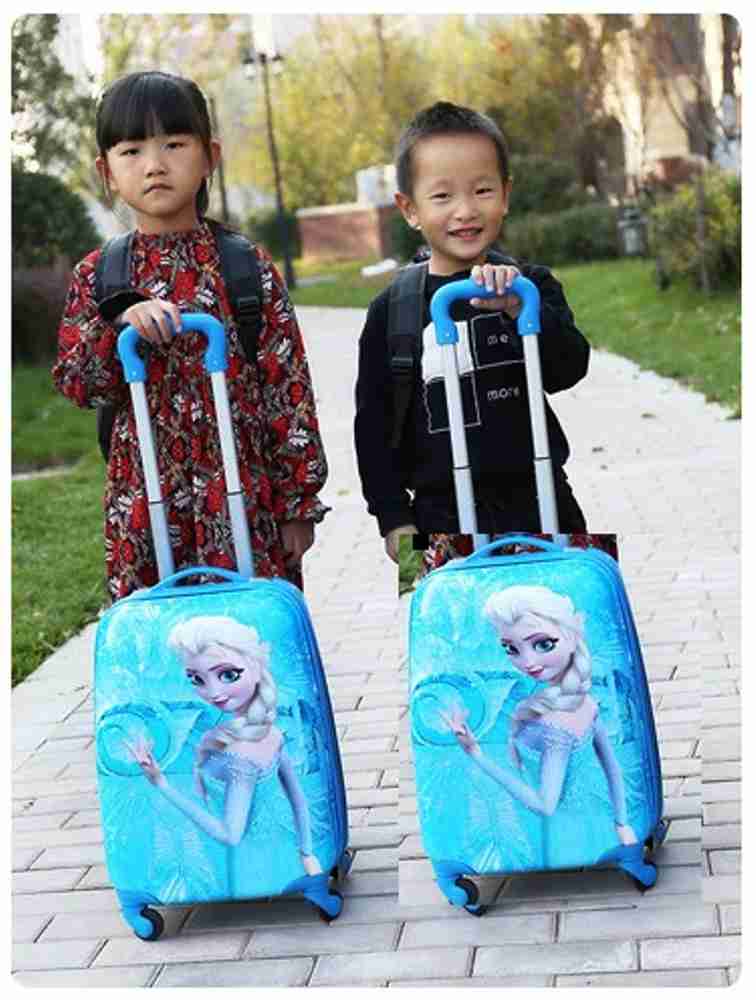 TOURTIER Kids Luggage Children Travel Cabin Luggage Trolley Bag Hard Shell Suitcase School Bag Cabin Suitcase 4 Wheels 18 inch Blue Price in India Flipkart