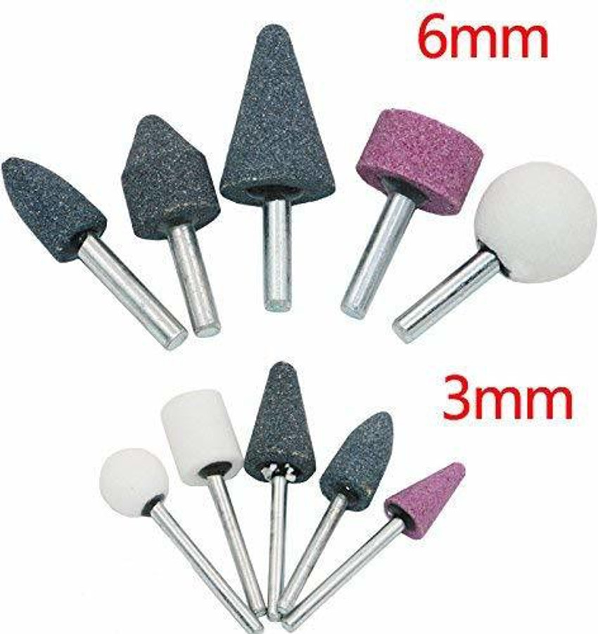 Mounted Grinding Stones – 1.5” & 3” Dia White Corundum Wheels For Rotary Tools, 1/4” & 1/3” Shank, Metal Grinding & Deburring