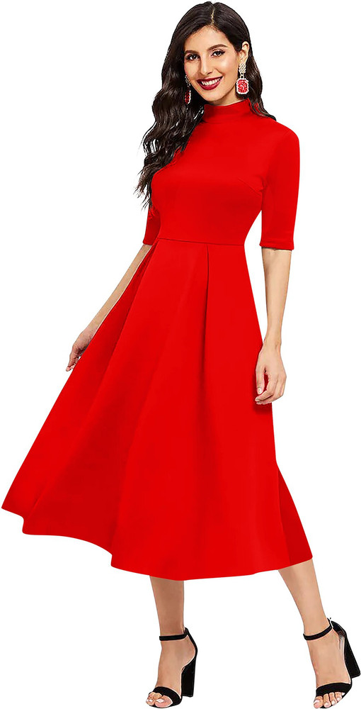 ILLI LONDON Women Fit and Flare Red Dress Buy ILLI LONDON Women