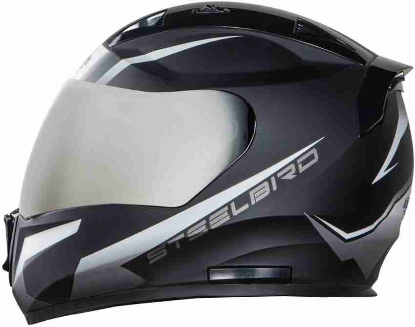 Steelbird SA 1 Whif Matt Black White in Crome Silver Visor