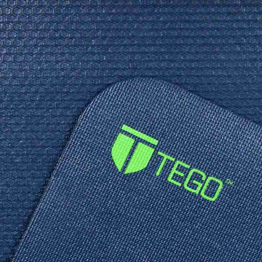 Tego Stance Reversible 6 mm Yoga Mat with GuildAlign (With Bag) - Navy Blue  and Green