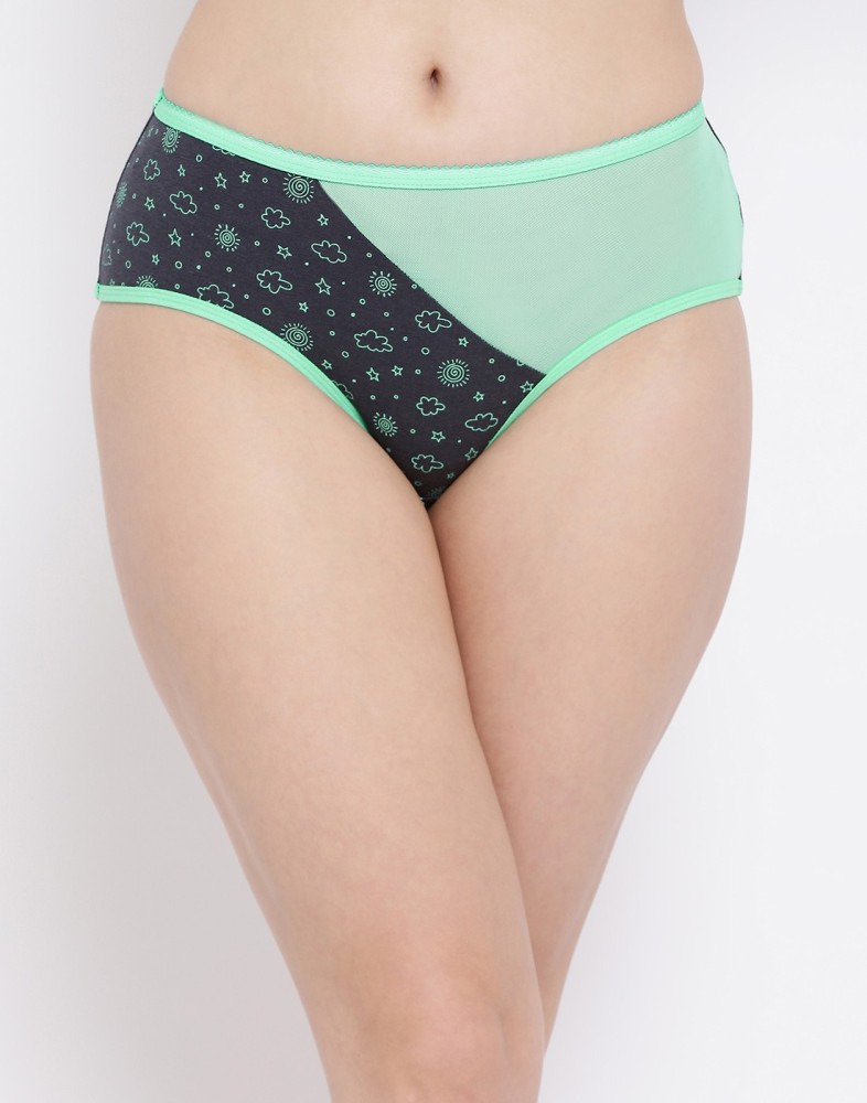 Buy Clovia Green Cotton Printed Hipster Panty for Women's Online