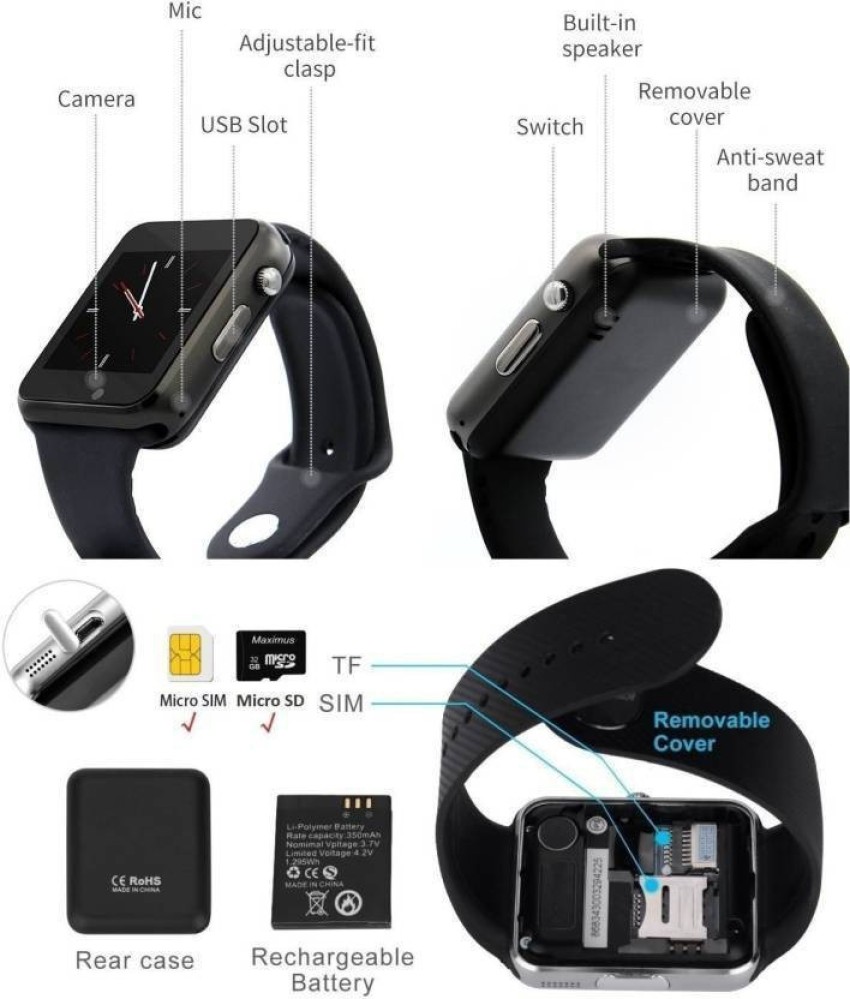 Relógio Inteligente A1 ou SmartWatch Preto - App Techmade Smartwatch Round.  