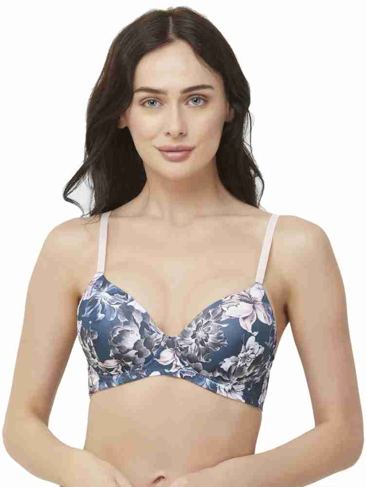 Buy SOIE Blue Women's Lace Wired Padded Push Up Bra