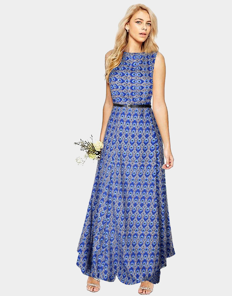 Shubhlaxmi Textile Women Maxi Blue Dress Buy Shubhlaxmi Textile
