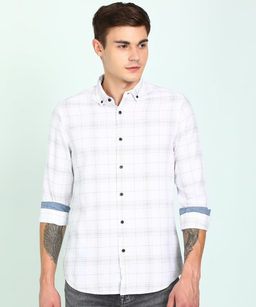 LEE Men Checkered Casual White Shirt - Buy LEE Men Checkered