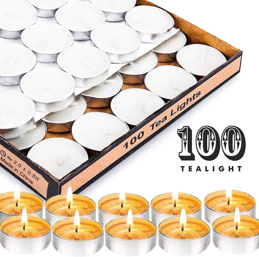 AuraDecor White Tealight Candle Burning Time 2.5 to 3 Hours || T Light  Candle || Tealight Candle || Candles || Tea Lights Candles Set of 100 ||  Heat