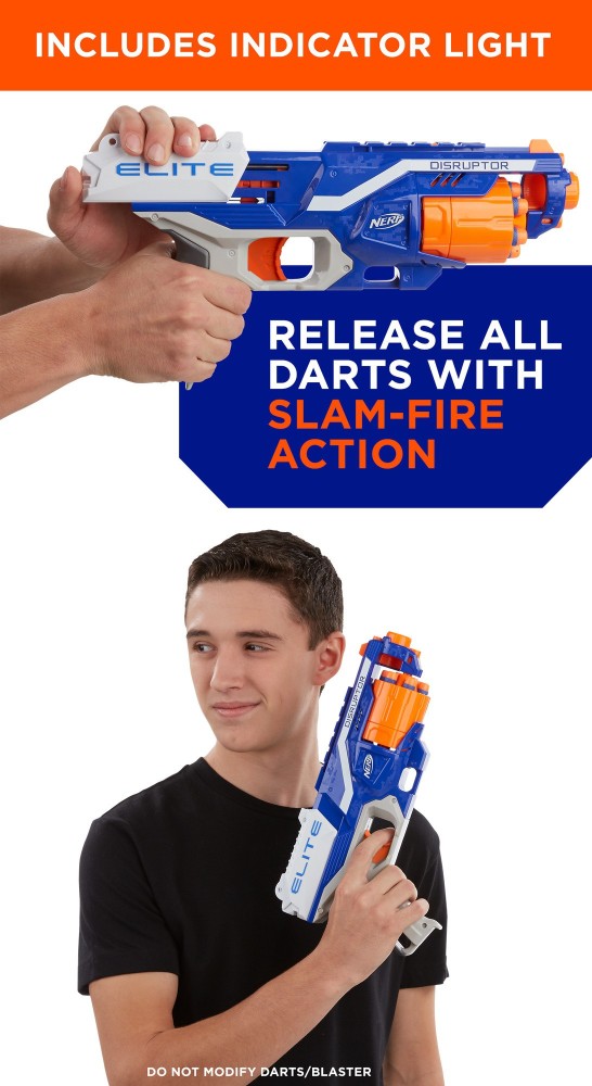 Nerf Disruptor Elite Blaster - 6-Dart Rotating Drum, Slam Fire, Includes 6  Official Nerf Elite Darts - for Kids, Teens, Adults, ( Exclusive)