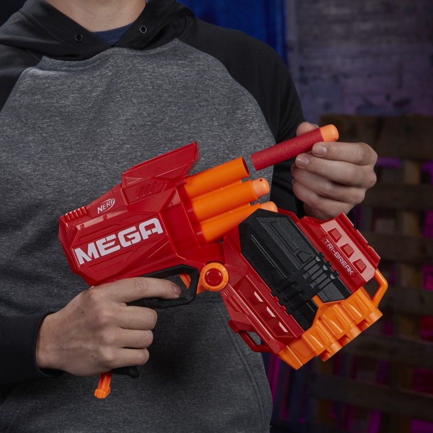 Nerf N-strike Mega Tri-Break, Includes 3 Nerf Mega WhIstler darts, Ages 8+