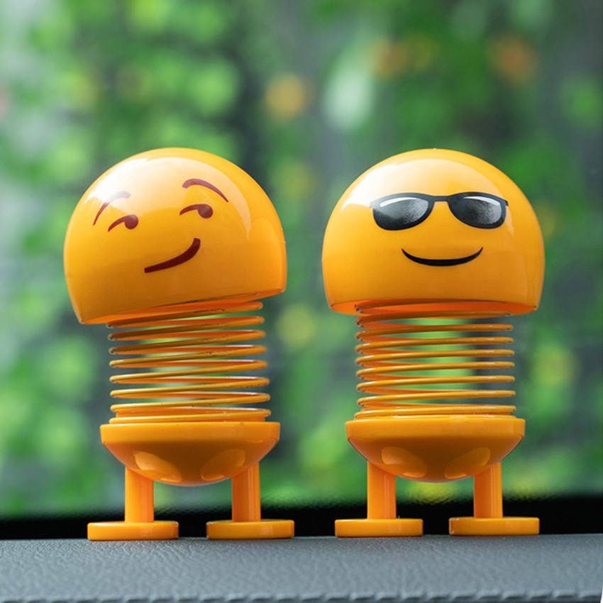 TECHGEAR Led Lights Car Emoji Spring Doll Car Dashboard Shaking Head Romantic Crazy Night Toys Birthday Gift for Kids Adult Led Lights Car Emoji Spring Doll Car Dashboard Shaking Head Romantic