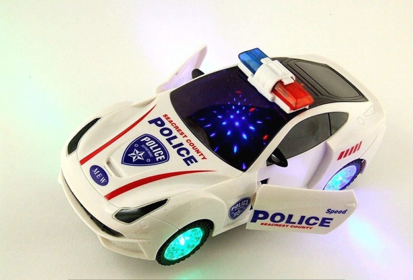 Silver Police Car Toy Pursuit Rescue Model Toys With Sound And