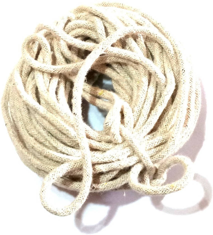 nawani 20 Meter 6mm Natural Beige Cotton Twisted Cord Braided Rope