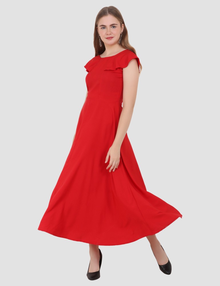 Red maxi dress on sale flipkart