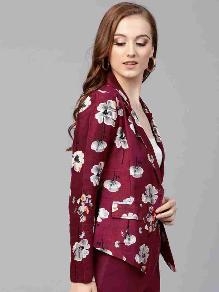 Red floral hot sale blazer womens