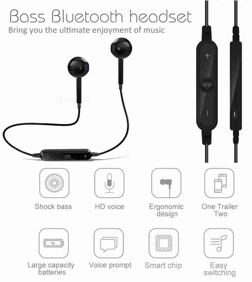 S6 wireless bluetooth stereo headset with mic flipkart on sale