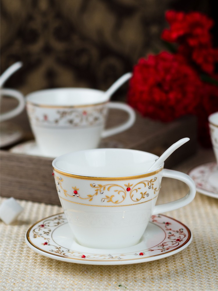Goodhomes Bone China Tea / Coffee Cup Saucer (Set of 6pcs Cup & 6pcs S –  GOOD HOMES