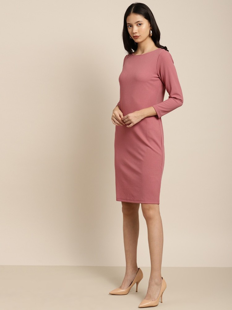 Buy Her By Invictus Women Pink Solid Sheath Dress - Dresses for Women  9406989