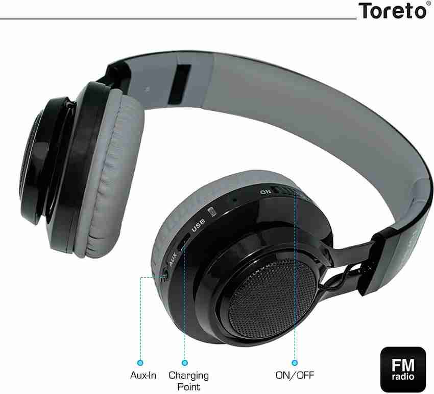 Toreto Wireless Headphones with FM Bluetooth Headset Price in