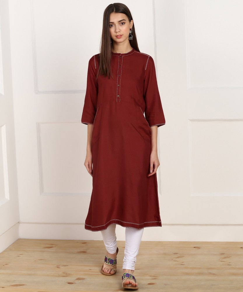 W Women Solid A line Kurta Buy W Women Solid A line Kurta Online