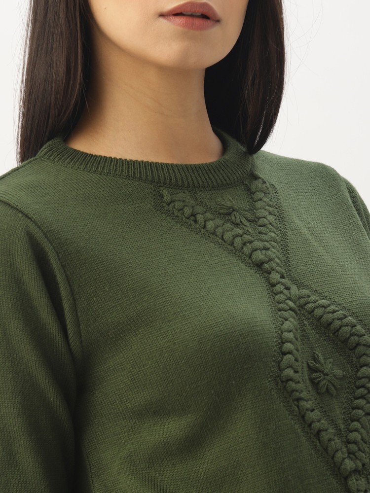 Dressberry Self Design Round Neck Casual Women Green Sweater - Buy  Dressberry Self Design Round Neck Casual Women Green Sweater Online at Best  Prices in India