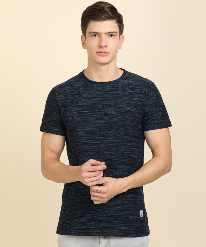 SKULT by Shahid Kapoor Self Design Men Round Neck Dark Blue T