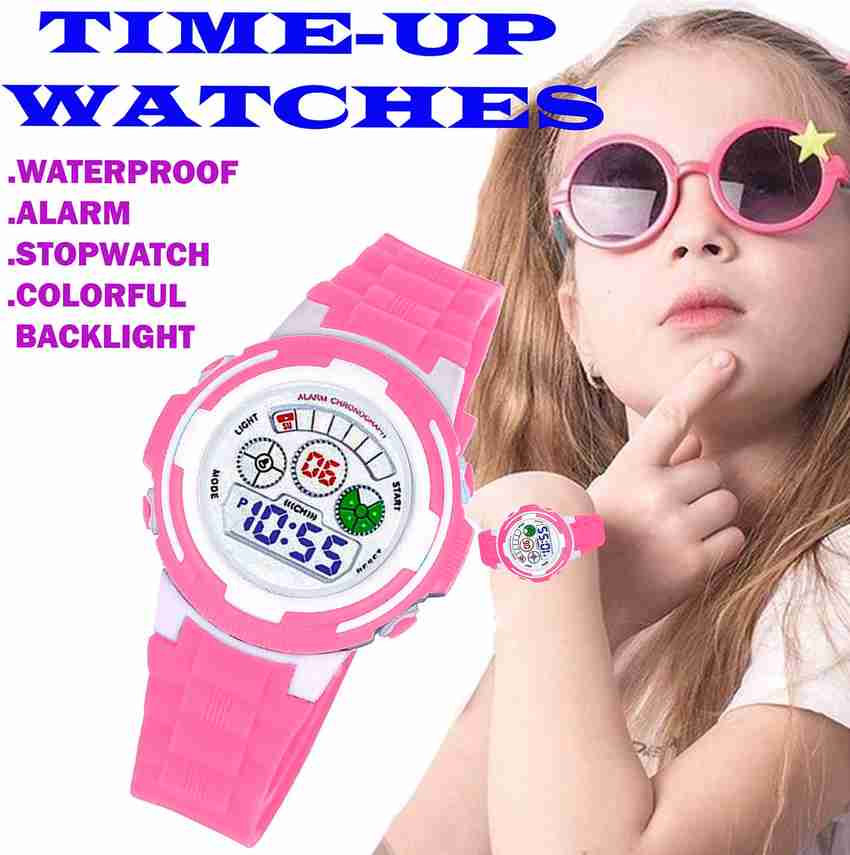 Time Up Alarm Function WaterProof MultiColor Light Digital Watch For Boys Girls